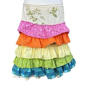 Old Navy Vintage Cotton Tiered Ruffle Prairie Skirt Multicolor 10